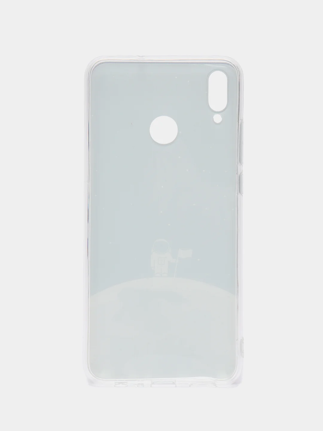 Серебряный силиконовый чехол на Honor 8X / Хонор 8Х прозрачный, с рисунком, защита камеры