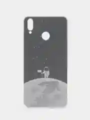 Серебряный силиконовый чехол на Honor 8X / Хонор 8Х прозрачный, с рисунком, защита камеры