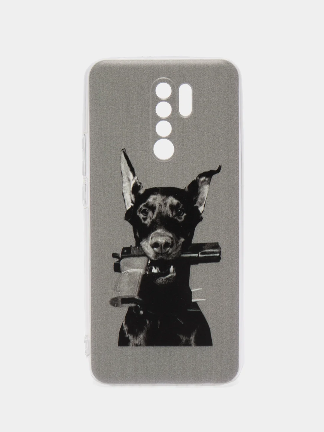 Серый силиконовый чехол на Xiaomi Redmi 9 / Сяоми Редми 9 прозрачный, с рисунком, защита камеры