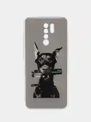 Серый силиконовый чехол на Xiaomi Redmi 9 / Сяоми Редми 9 прозрачный, с рисунком, защита камеры