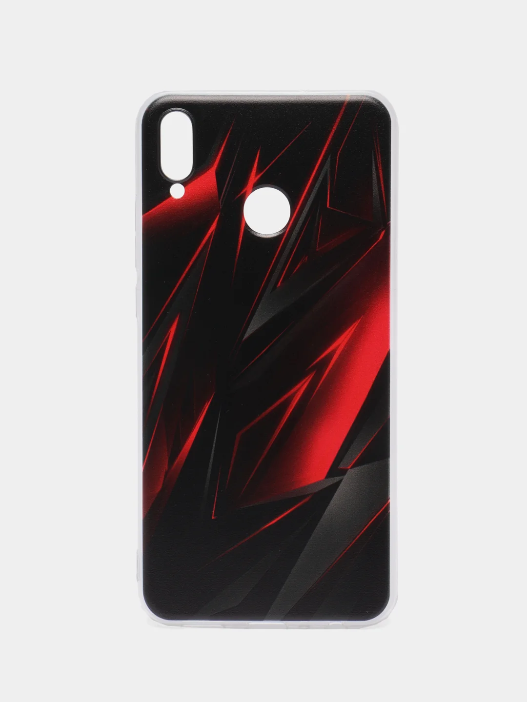 Красный силиконовый чехол на Honor 8X / Хонор 8Х прозрачный, с рисунком, защита камеры