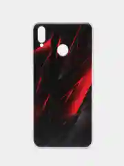 Красный силиконовый чехол на Honor 8X / Хонор 8Х прозрачный, с рисунком, защита камеры