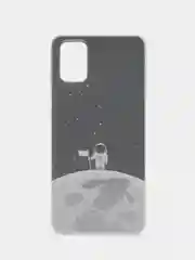 Серебряный силиконовый чехол на Samsung Galaxy A51 / Самсунг А51 прозрачный с рисунком, защита камеры