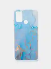 Светло-синий силиконовый чехол на Honor 9A / Хонор 9А прозрачный, с рисунком, защита камеры
