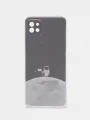 Серебряный силиконовый чехол на Samsung Galaxy A22s 5G / Самсунг А22s 5G прозрачный, с рисунком
