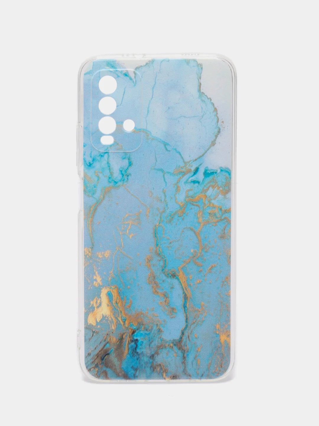 Светло-синий силиконовый чехол на Xiaomi Redmi 9T / Редми 9Т прозрачный, с рисунком, защита камеры