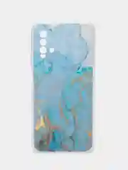 Светло-синий силиконовый чехол на Xiaomi Redmi 9T / Редми 9Т прозрачный, с рисунком, защита камеры