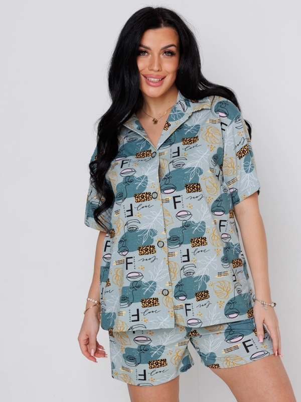 Костюм женский Хоум Стайл: шорты, рубашка oversize, 2112КШ