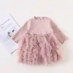 Розовый платье, ярусное, нарядное