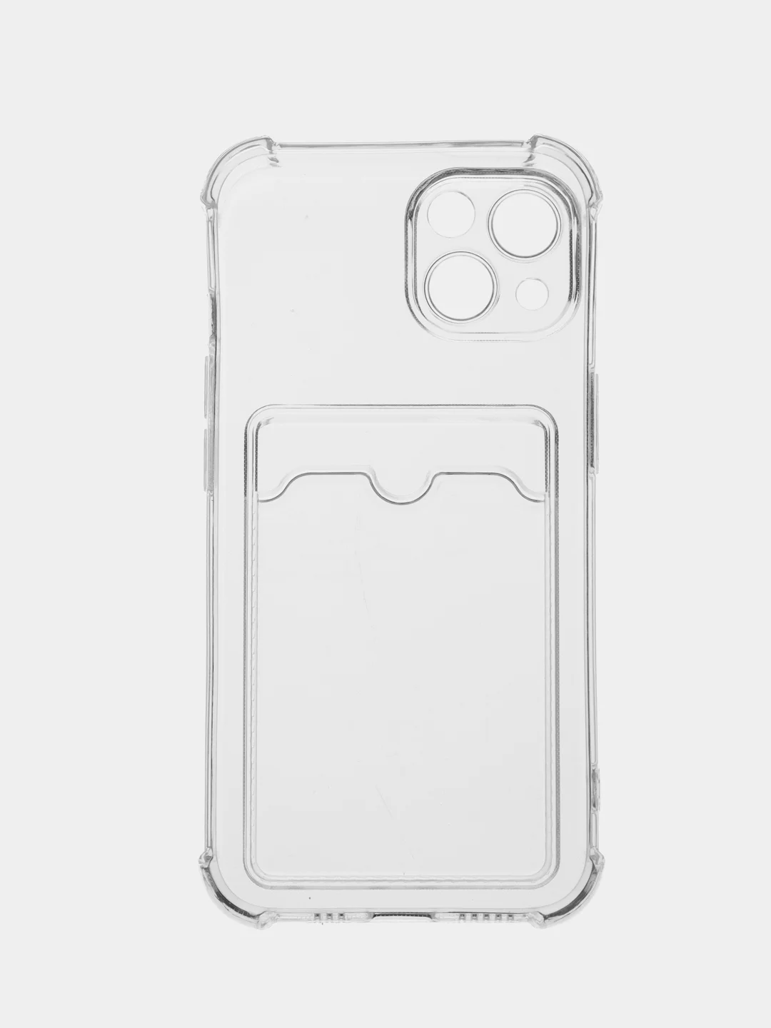 Голубой чехол для iPhone 11/12/13/14/Pro/Max/XR/7/8 прозрачный с отделом-карманом отсеком для карт