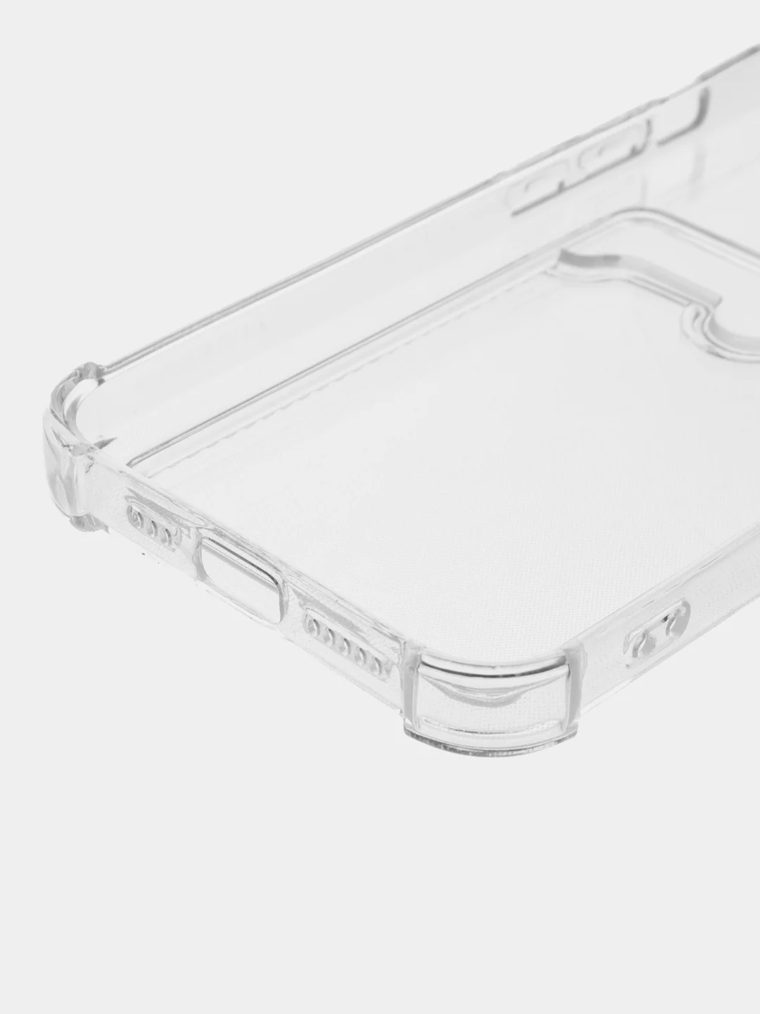 Голубой чехол для iPhone 11/12/13/14/Pro/Max/XR/7/8 прозрачный с отделом-карманом отсеком для карт