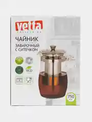 Прозрачный чайник заварочный VETTA, 750 мл, с ситечком, нержавеющая сталь, стекло