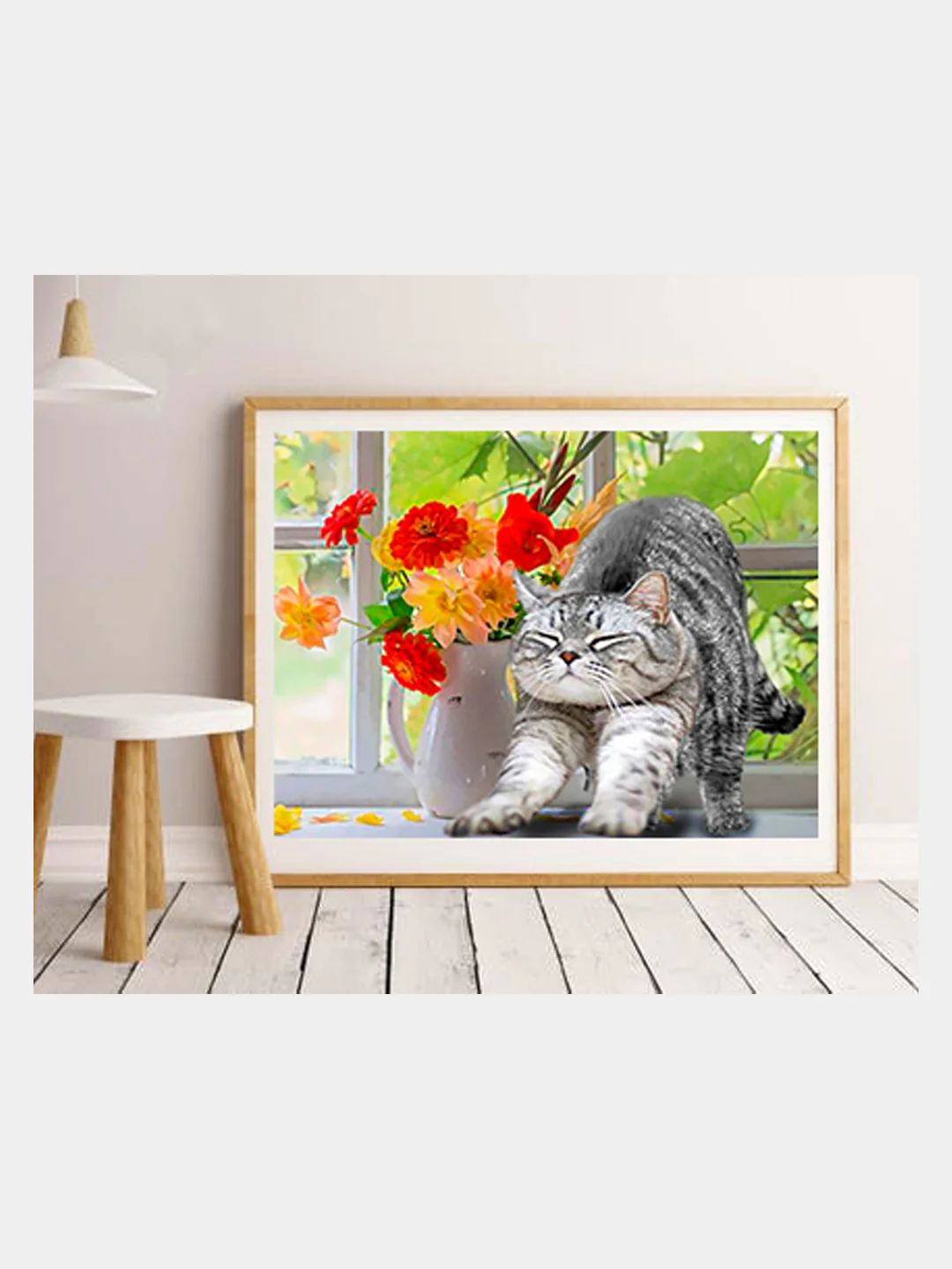 Алмазная мозаика "Кошачье утро", 30 х 40 см  без подрамника