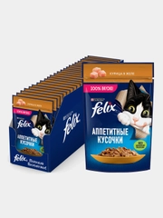 Влажный корм для кошек Felix Аппетитные кусочки, с курицей в желе, 26 штук по 75г
