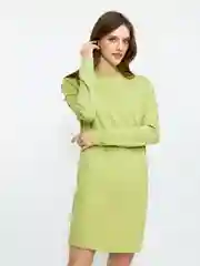 Зеленый платье женское CONCEPT CLUB трикотажное, мини,с рельефами на рукавах