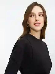 Черный платье женское CONCEPT CLUB трикотажное, мини,с рельефами на рукавах