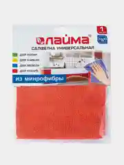 Салфетка универсальная, микрофибра, 30х30 см, оранжевая, ЛАЙМА, 601242