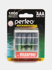 Аккумуляторы Perfeo, 4 шт, ААА мизинчиковые, бокс для хранения