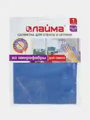 Салфетка для стекла и оптики, микрофибра, 30х30 см, синяя, ЛАЙМА