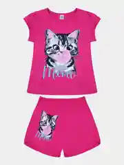 Фуксия комплект для девочек, спортивный, хлопок: футболка и шорты, 4-8 лет