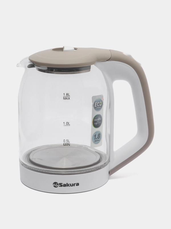 Чайник электрический Sakura SA-2736WG стеклянный, с точечной подсветкой, 1.8 л