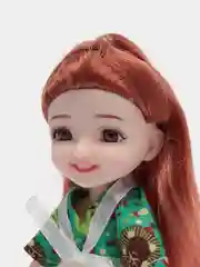 Бежевый кукла шарнирная с аксессуарами "Девочка с коляской"