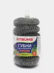 Губки (мочалки) для посуды металлические ЛАЙМА, комплект 6 шт.