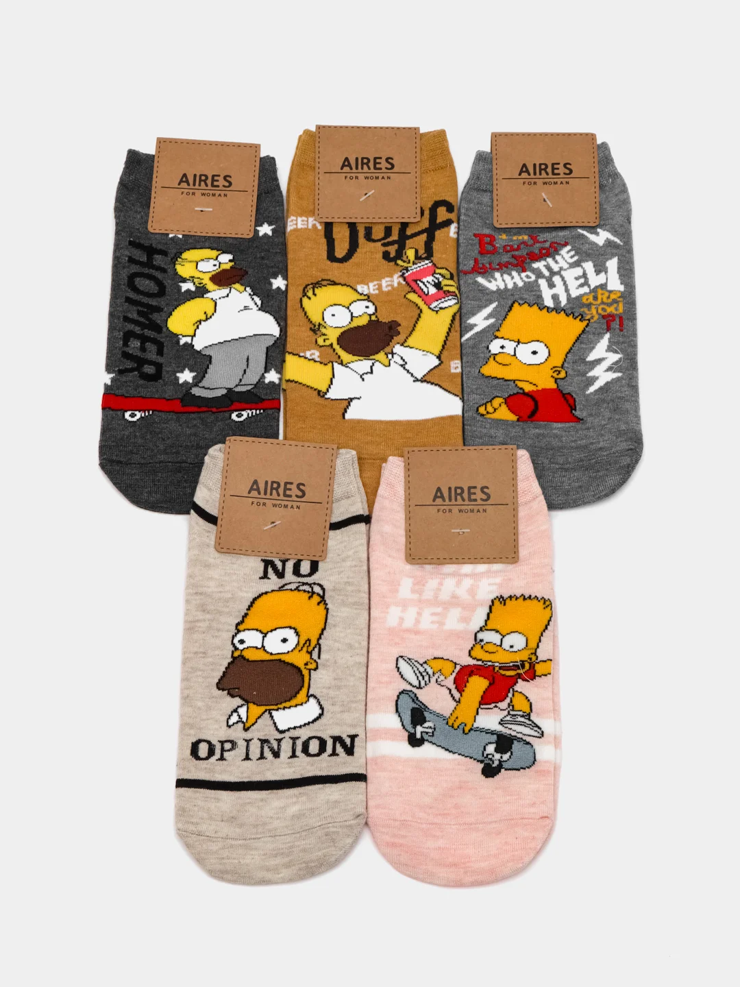 Прозрачный короткие носки мужские и женские с рисунком Simpsons Симпсоны