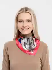 Коралловый платок женский, атласный, с рисунком