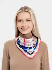 Розовый платок женский, атласный, с рисунком