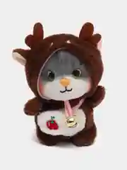 Тёмно-коричневый мягкая игрушка-брелок "Кот в костюме", 12 см, котик в кигуруми, кот в кигуруми