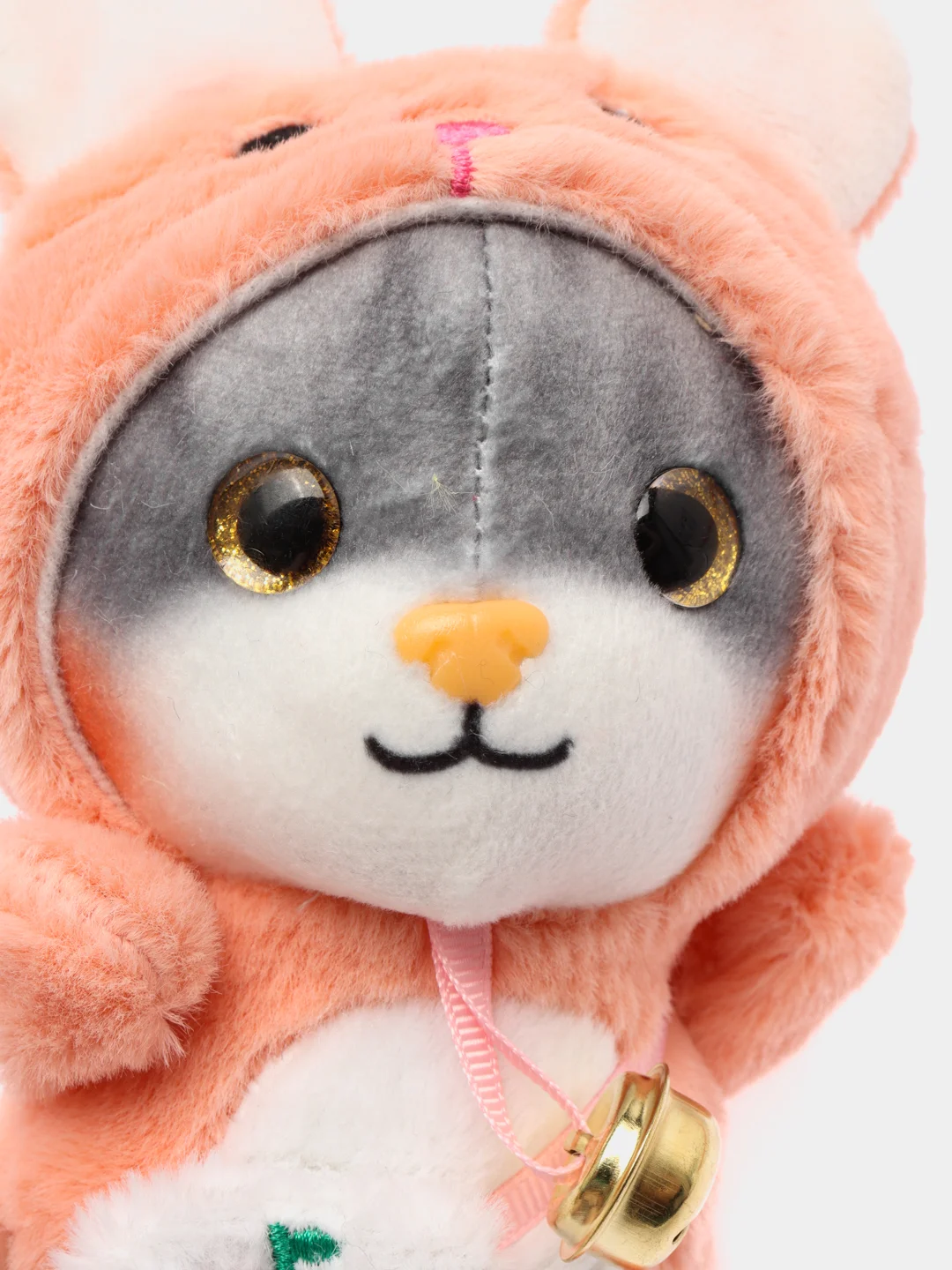 Тёмно-розовый мягкая игрушка-брелок "Кот в костюме", 12 см, котик в кигуруми, кот в кигуруми