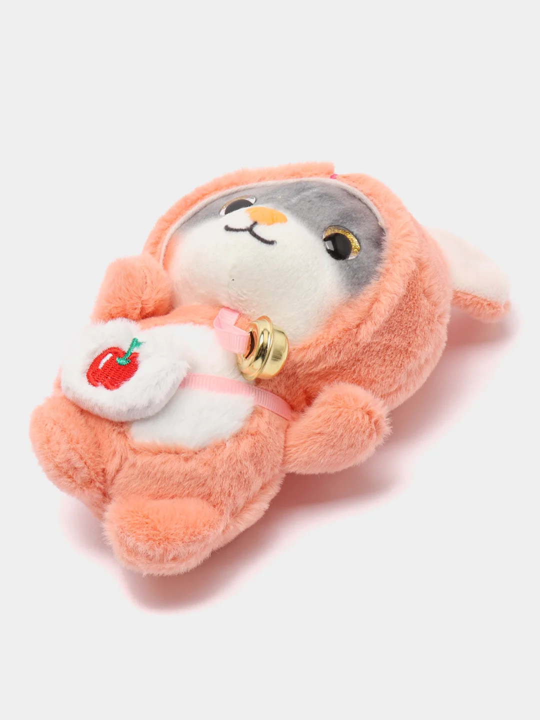 Тёмно-розовый мягкая игрушка-брелок "Кот в костюме", 12 см, котик в кигуруми, кот в кигуруми