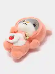 Тёмно-розовый мягкая игрушка-брелок "Кот в костюме", 12 см, котик в кигуруми, кот в кигуруми