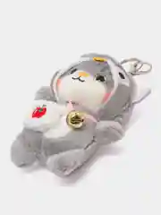 Серебряный мягкая игрушка-брелок "Кот в костюме", 12 см, котик в кигуруми, кот в кигуруми
