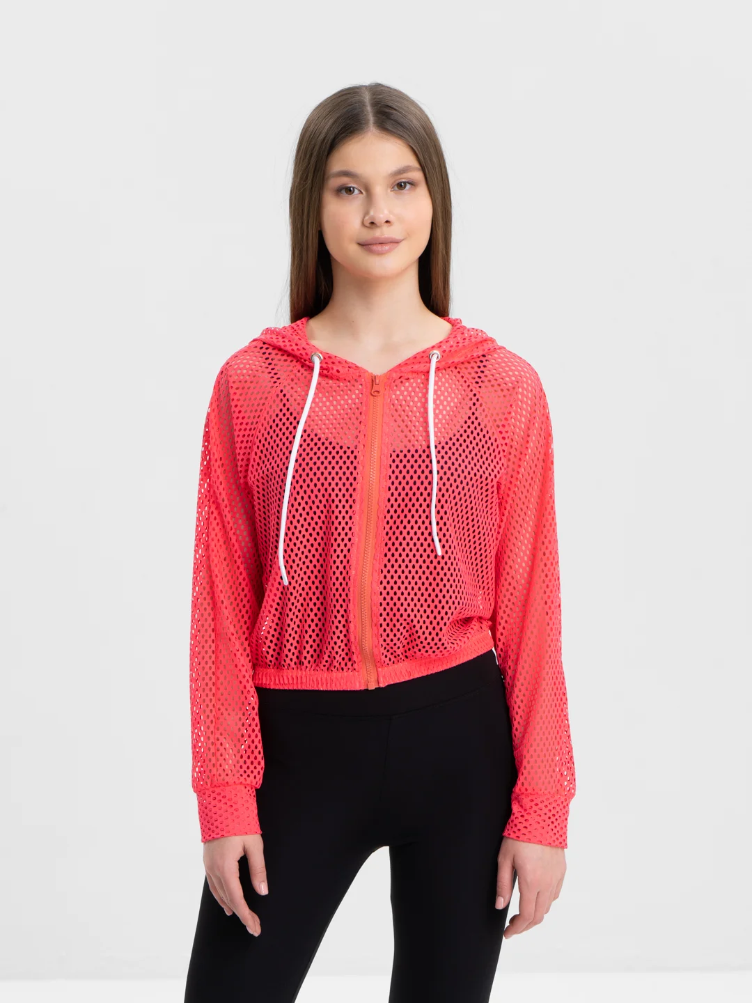 Коралловый бомбер-олимпийка Rowan Wear, спортивная, из сетки