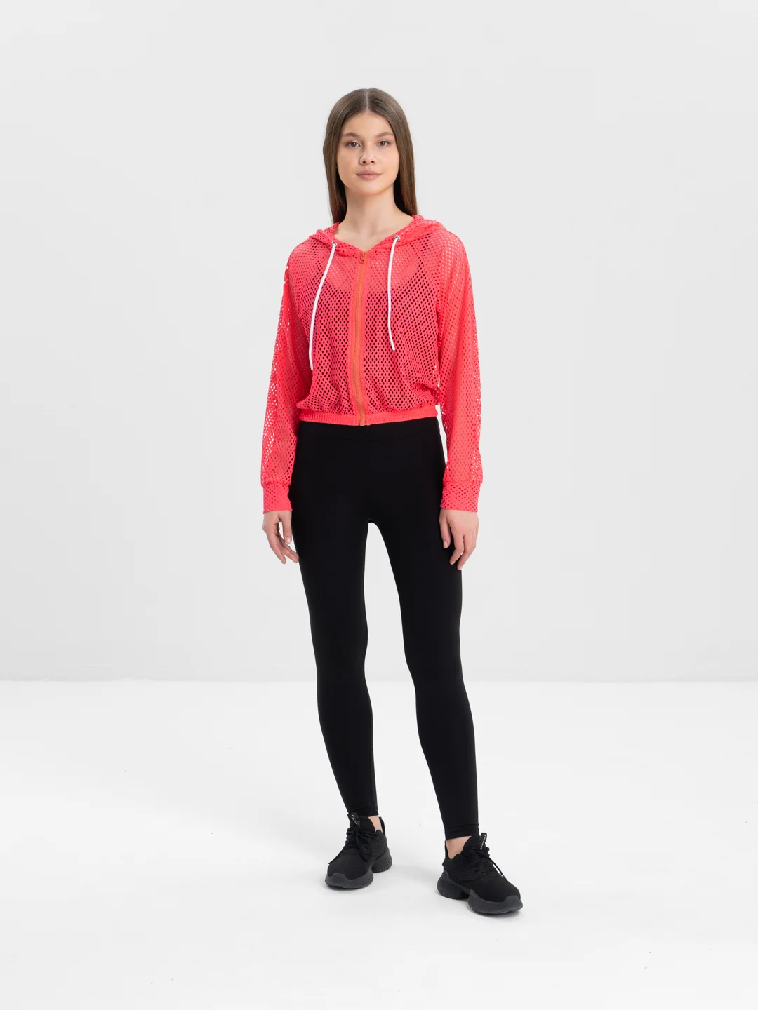 Коралловый бомбер-олимпийка Rowan Wear, спортивная, из сетки