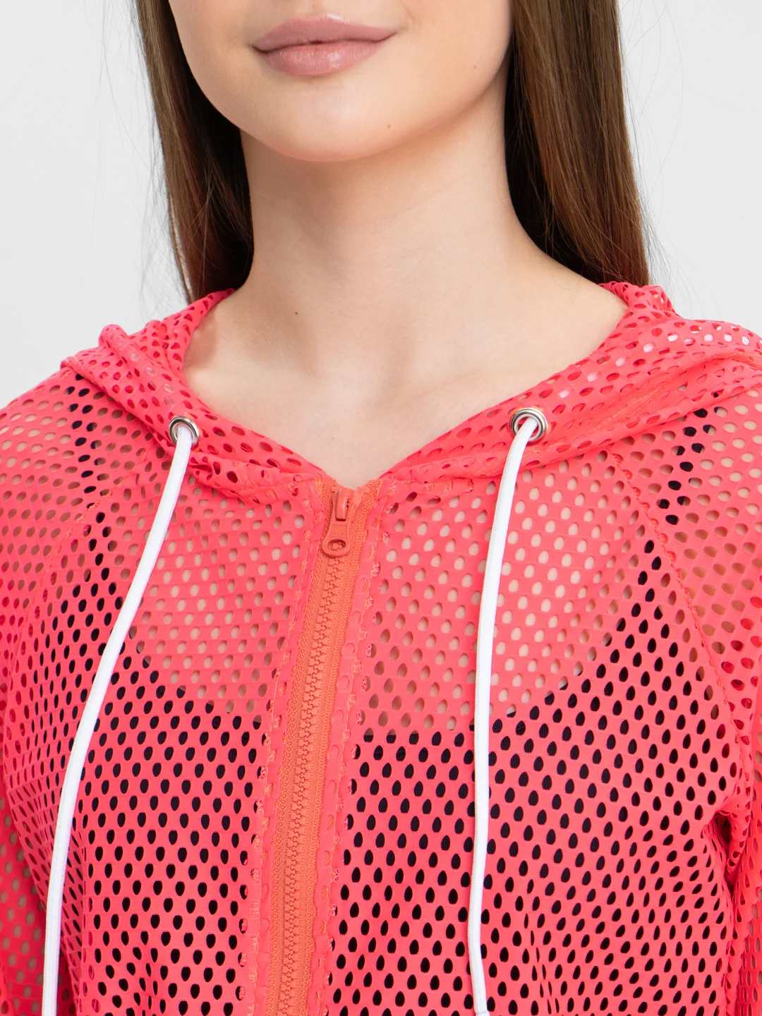 Коралловый бомбер-олимпийка Rowan Wear, спортивная, из сетки