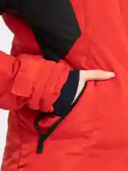 Алый костюм женский зимний спортивный с капюшоном на меху, костюм лыжный, горнолыжный