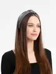 Угольный ободок для волос кожаный с узлом