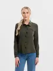 Зелёный хаки рубашка женская