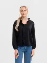 Черный женская блузка с рюшами LaFemme, рубашка