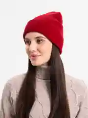 Бордовый шапка бини женская