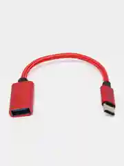 Красный otg (отг) переходник Type-C на USB с проводом. Красный, черный, синий, золотой