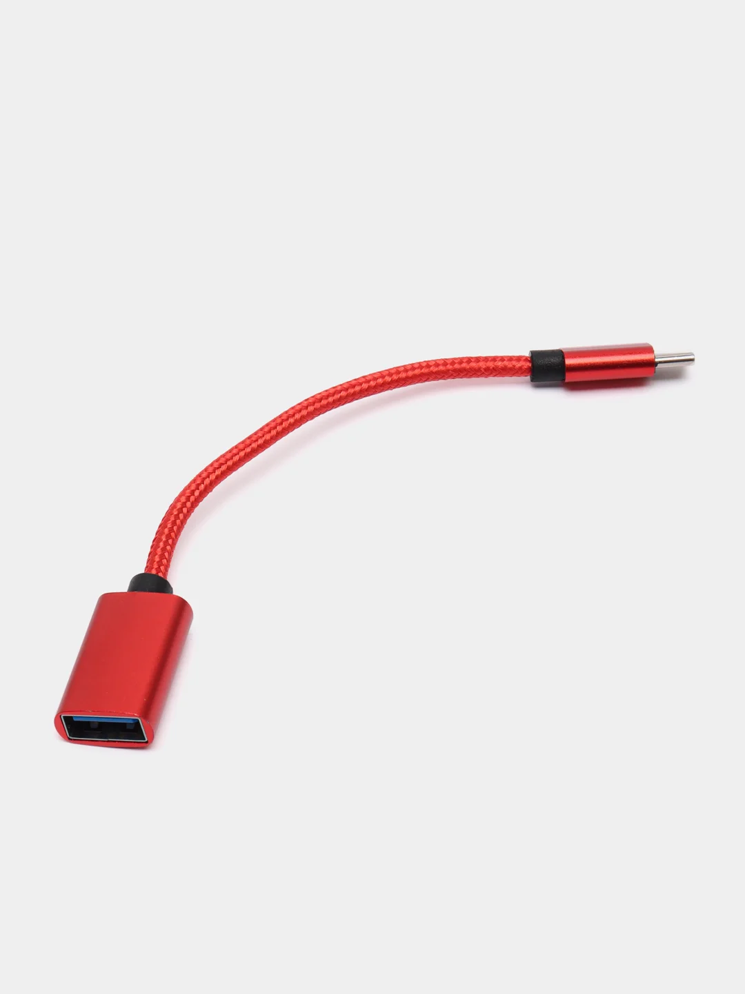 Красный otg (отг) переходник Type-C на USB с проводом. Красный, черный, синий, золотой