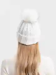 Белый шапка бини женская / шапка с отворотом