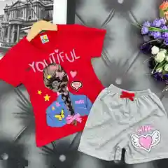Красный костюм спортивный детский футболка и шорты