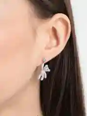 Серебряный серьги-гвоздики "Мишки", в стразах