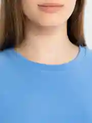 Синий футболка женская базовая, оверсайз, однотонная
