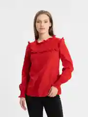 Красный блузка женская Tiffan, с рюшами